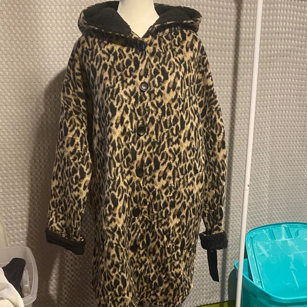 RD style Leopard Print Hooded Coat